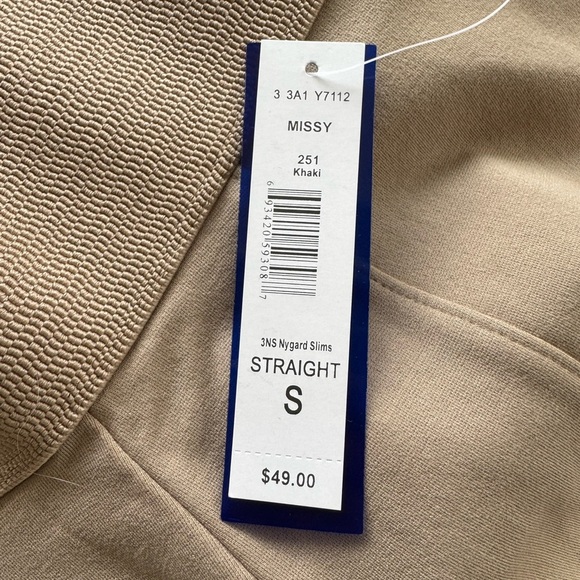 Peter Nygard pants straight slim leg elastic band waistband pants khaki legging - Picture 8 of 10